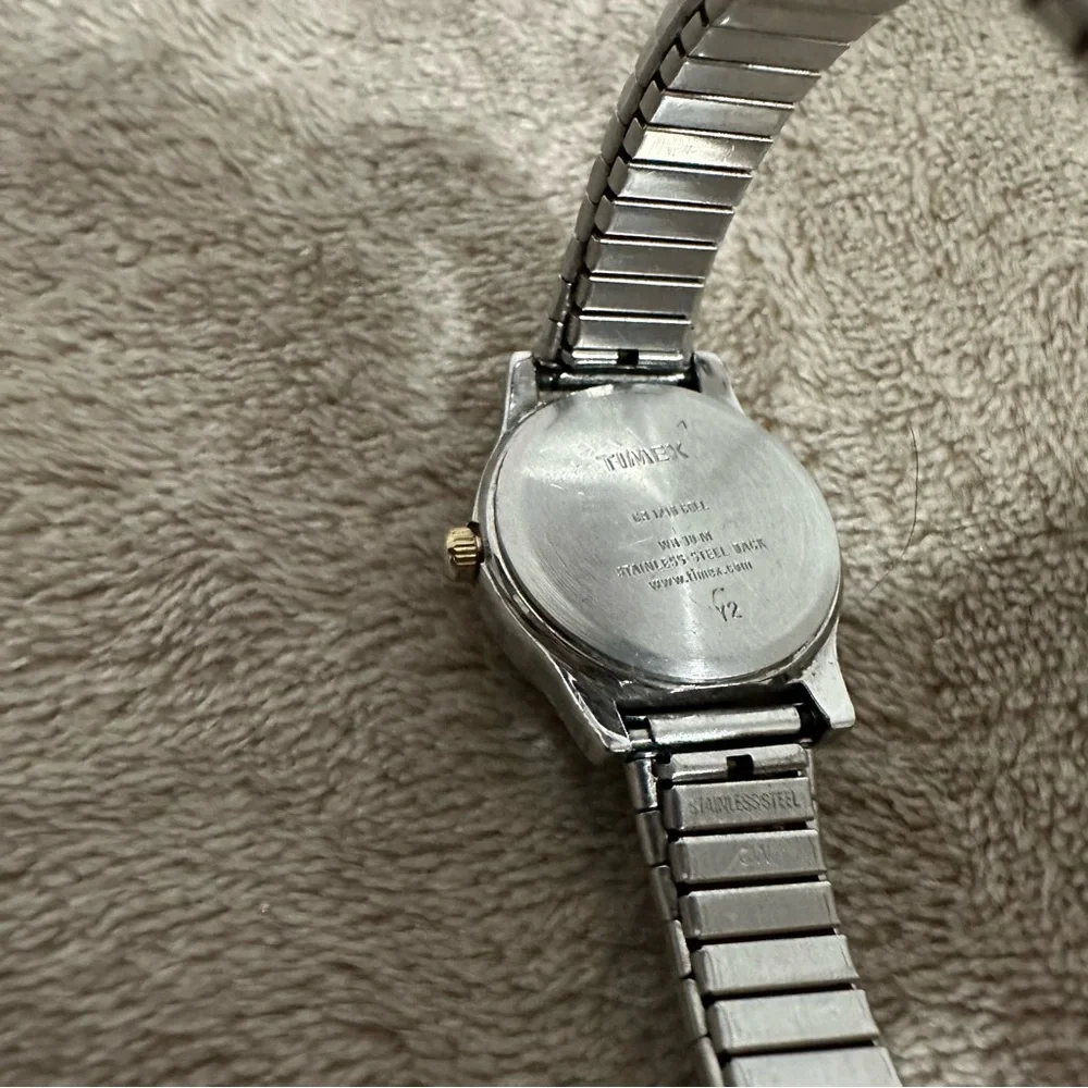 Timex Indiglo Women T2M828 Dress MOP Dial Two Tone Expansion Quartz Watch 6 1/2